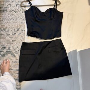 Aritzia Black Skirt Set satin